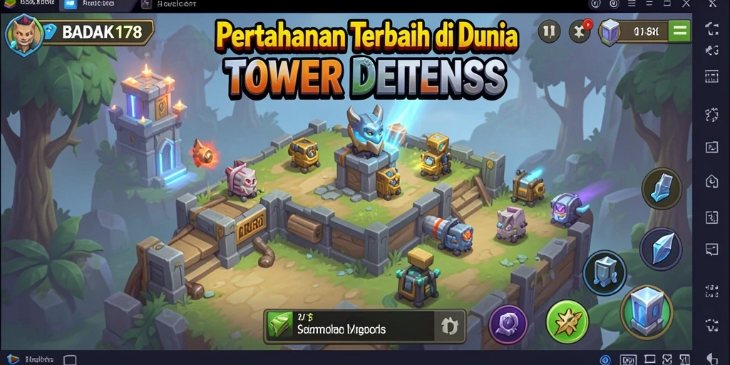 Tampilan gameplay BADAK178 dengan strategi menara pertahanan yang menarik.
