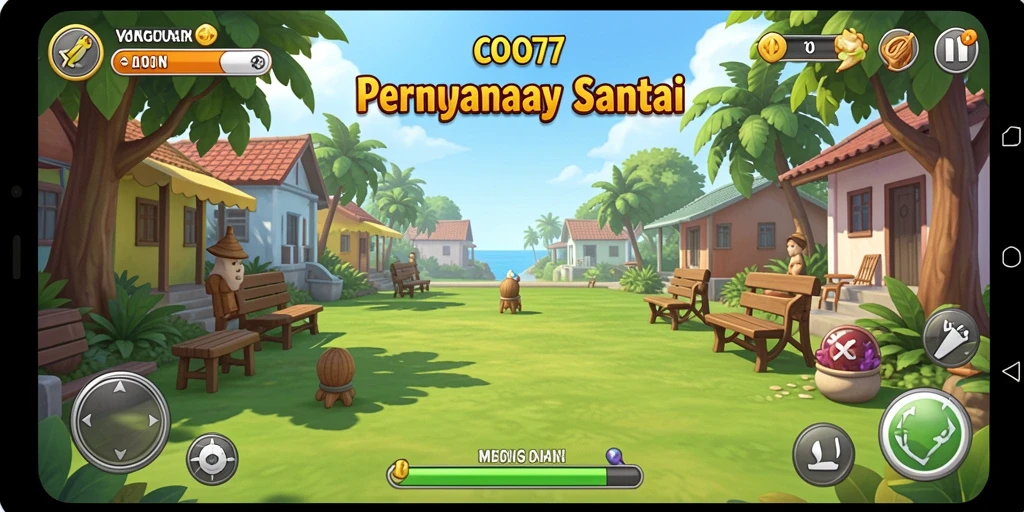 Tangkapan layar C0077 menampilkan gameplay yang ceria dan menarik.