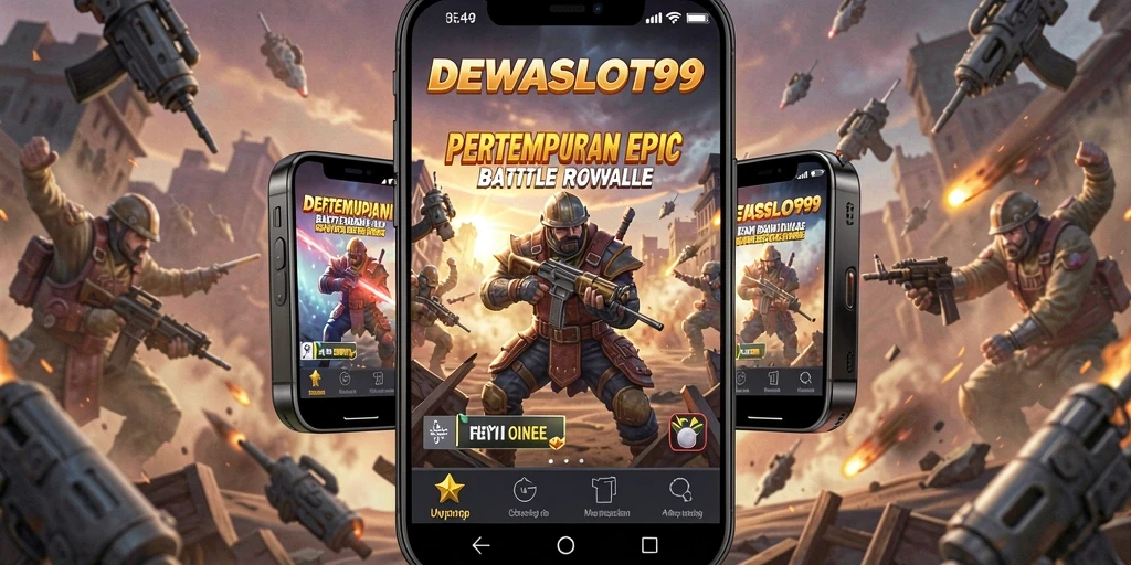 Tampilan gameplay mendebarkan di arena Battle Royale DEWASLOT99.