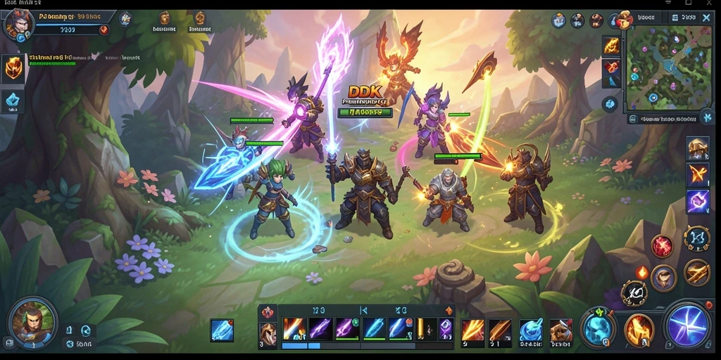Screenshot gameplay DKK menampilkan pertarungan epik dalam dunia fantasi.
