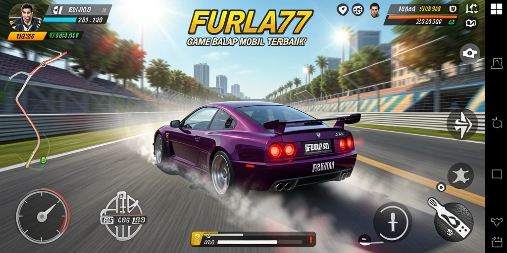Screenshot gameplay FURLA77 yang menampilkan balapan menegangkan.