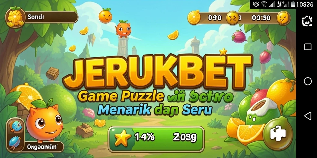 Tangkapan layar utama JERUKBET menampilkan gameplay Puzzle yang seru.