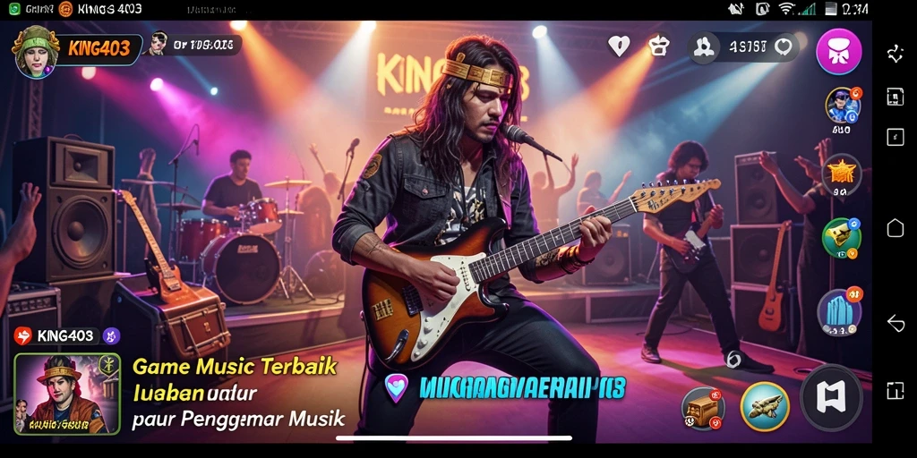 Screenshot gameplay KING403 menampilkan interaksi pengguna dengan musik yang seru.