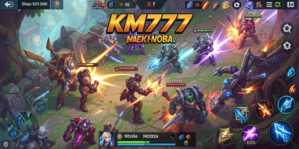 Screenshot gameplay menampilkan aksi seru di pertarungan MOBA.