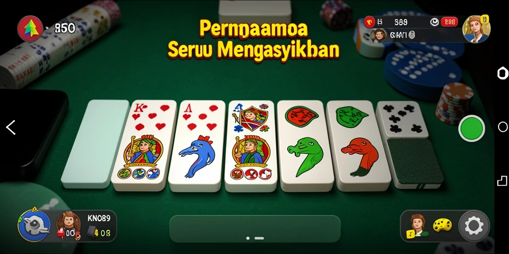 Tampilan gameplay menarik dari KNO89 yang menggambarkan permainan domino.
