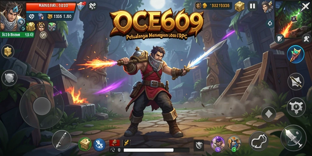 Screenshot OCE69 menampilkan aksi pertempuran seru di dunia RPG.