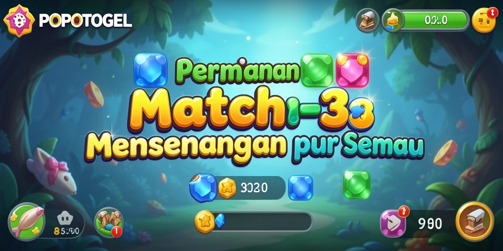 Screenshot gameplay <strong>POPOTOGEL</strong> menampilkan aksi mencocokkan objek warna-warni yang seru.