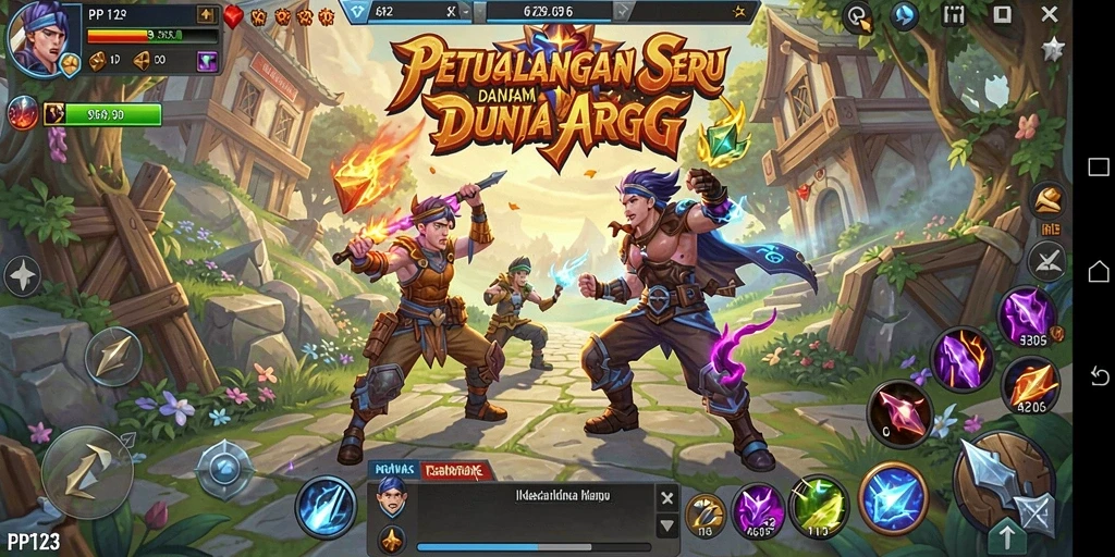 Screenshot gameplay PP123 menampilkan aksi pertarungan yang mendebarkan.