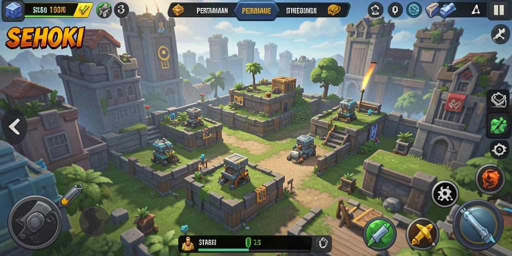 Tampilan gameplay SEHOKI yang menarik dan menegangkan dalam Tower Defense.