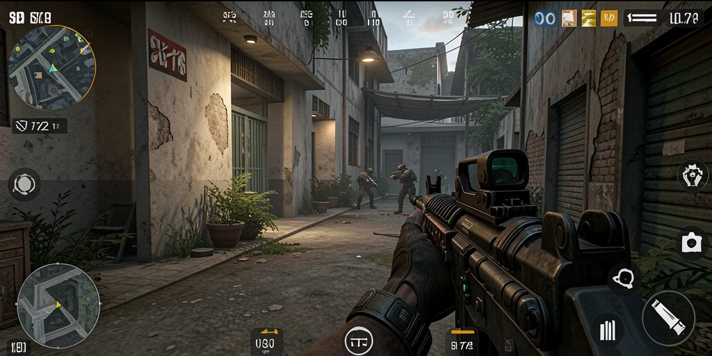 Gambaran gameplay menegangkan di SL72 dengan aksi FPS seru.