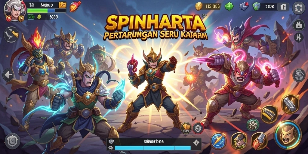 Gameplay Fighting yang dinamis dan menegangkan di SPINHARTA.