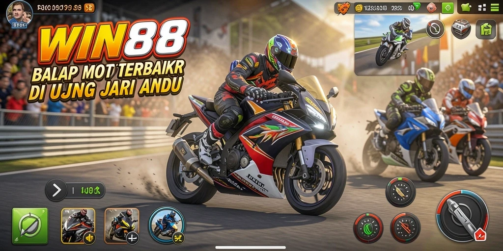 Screenshot dari gameplay balap motor seru di WIN88.